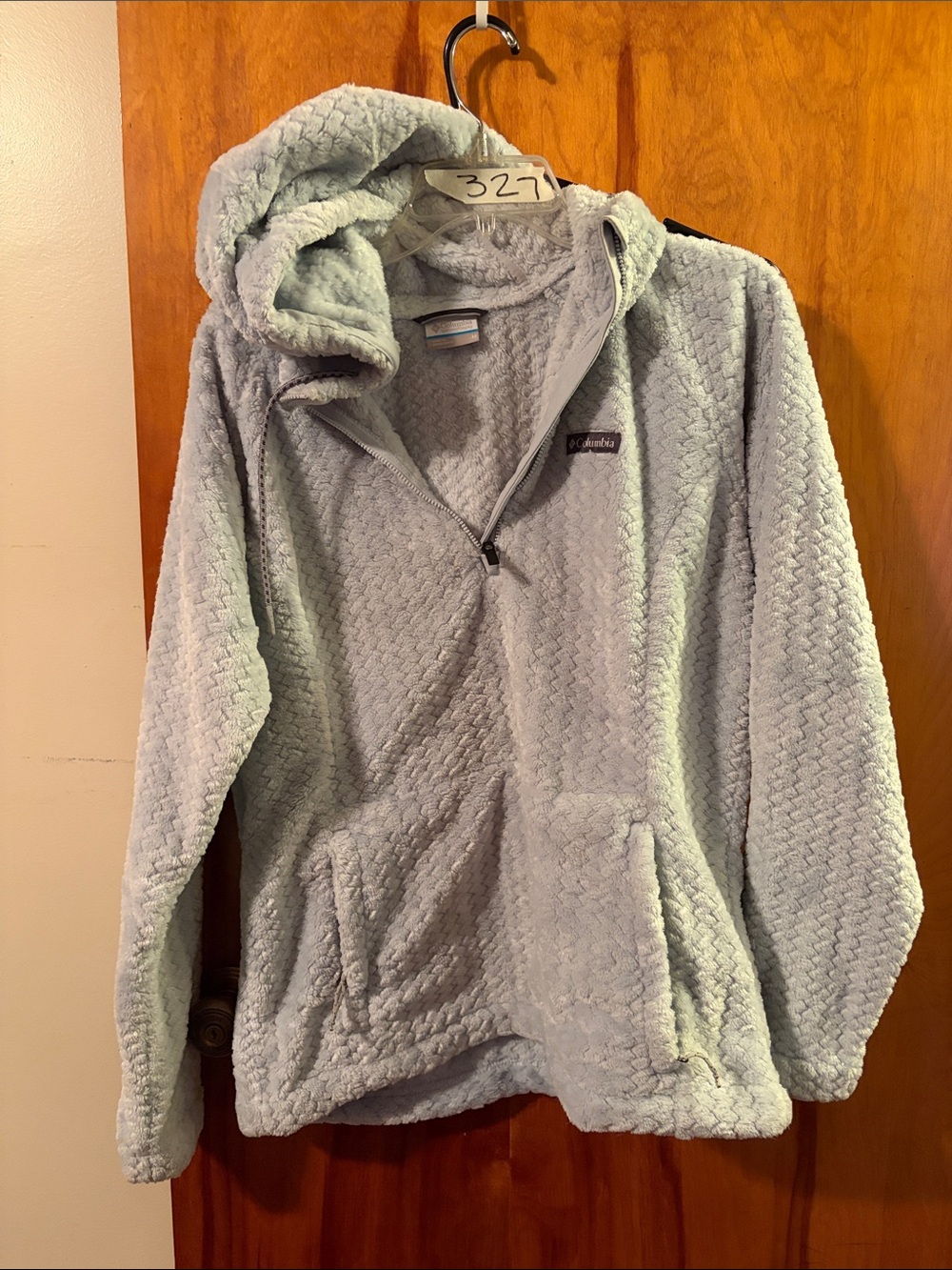 Columbia Light Gray Sherpa Half-Zip Hooded Jacket